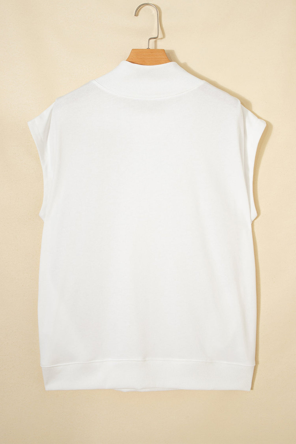 Solid Mock Neck Cap Sleeve Oversized Top
