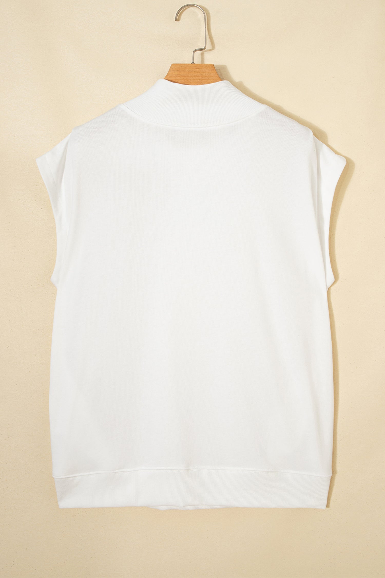 Solid Mock Neck Cap Sleeve Oversized Top