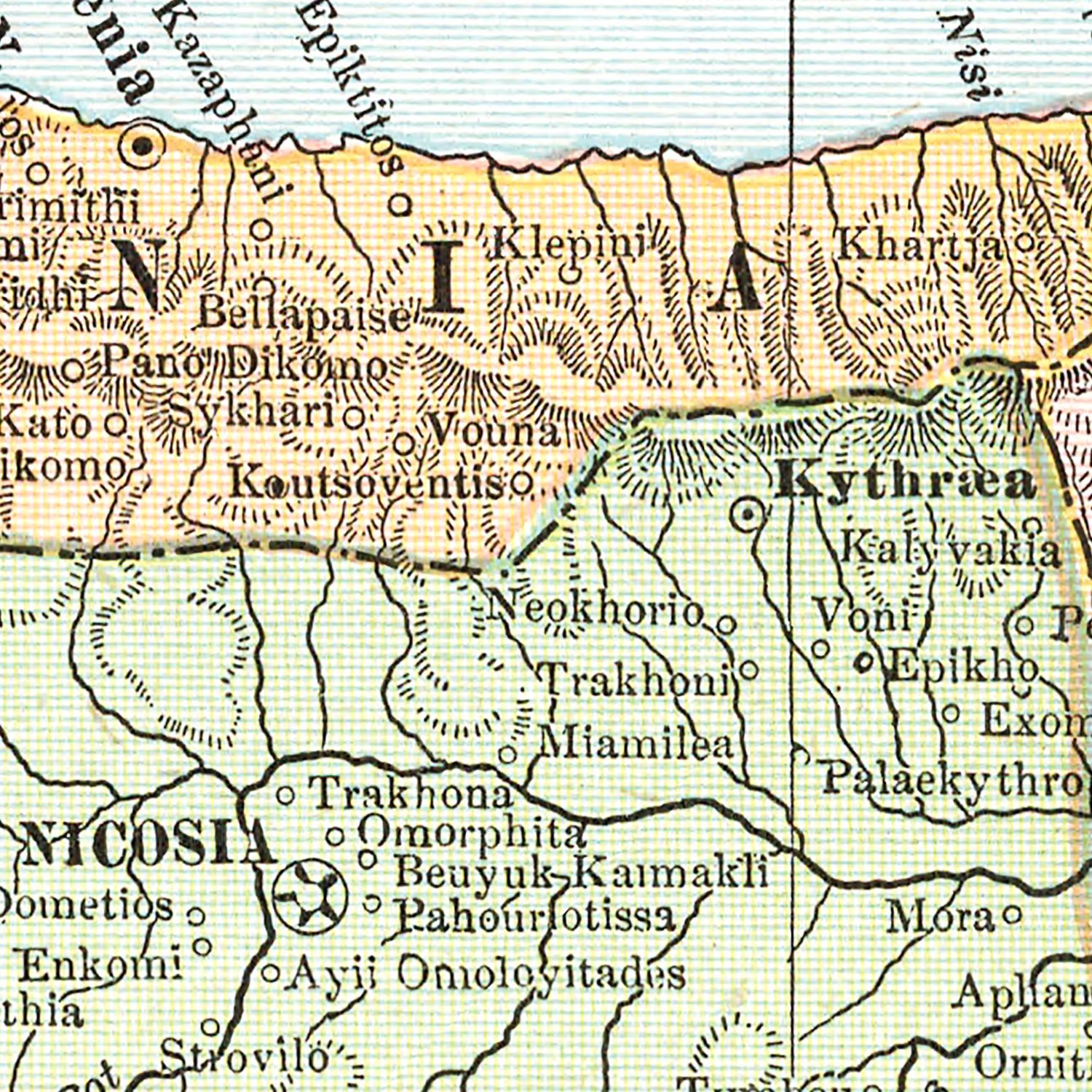 Vintage Map of Cyprus & Crete 1901
