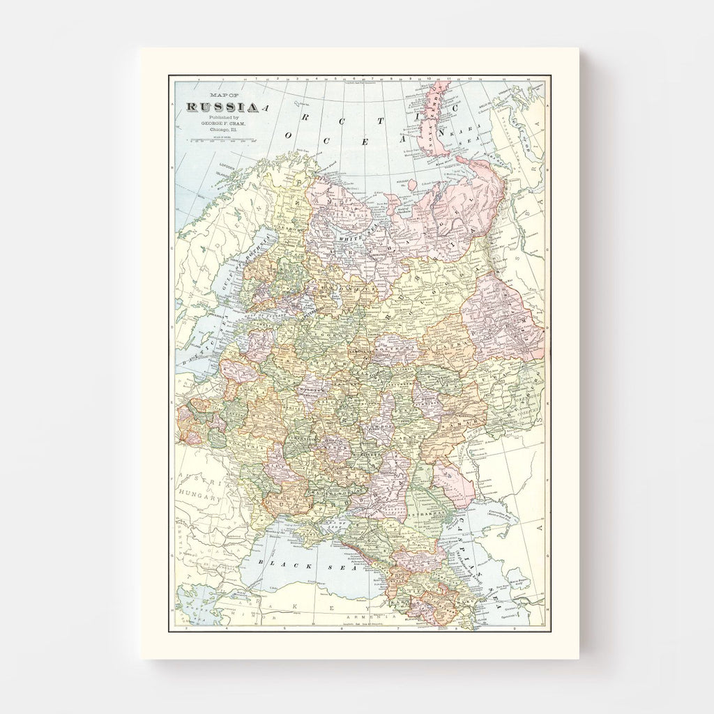 Vintage Map of Russia 1901