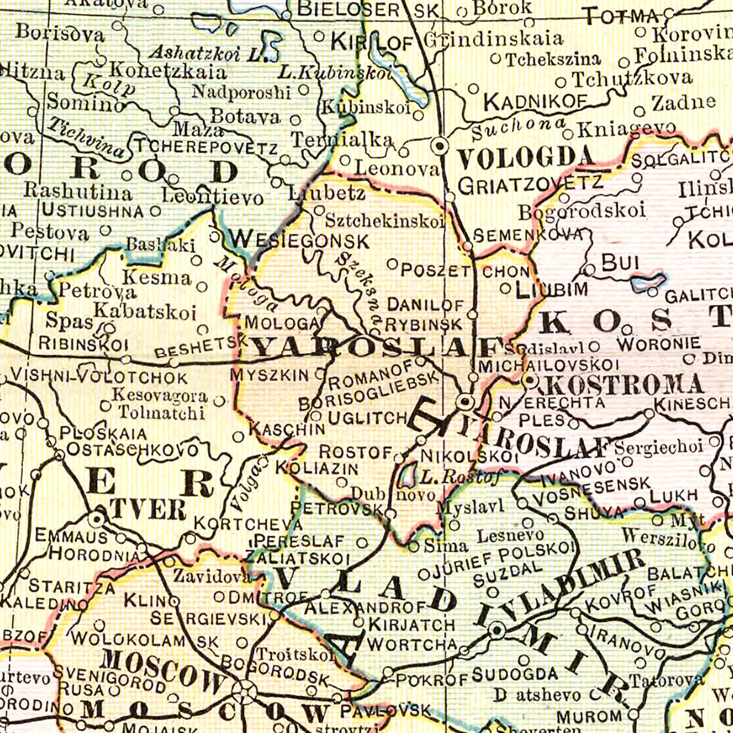 Vintage Map of Russia 1901