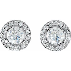 14K White Gold 5/8 CTW Natural Diamond Halo-Style Earrings – image 2