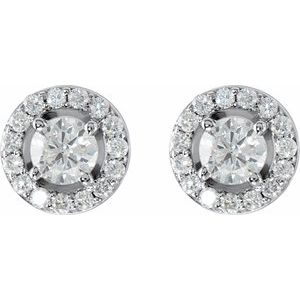 14K White Gold 7/8 CTW Natural Diamond Halo-Style Earrings – image 2