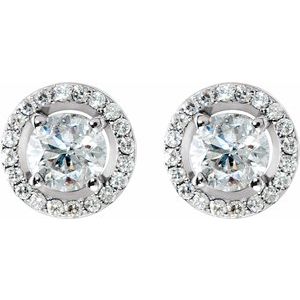14K White Gold 2 1/2 CTW Natural Diamond Halo-Style Earrings – image 2