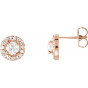 14K Rose Gold 7/8 CTW Natural Diamond Halo-Style Earrings