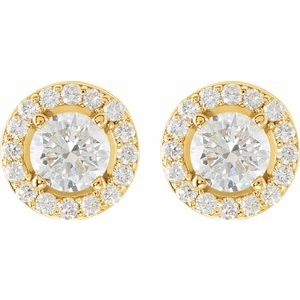 14K Yellow Gold 1 1/3 CTW Lab-Grown Diamond Halo-Style Earrings – image 2