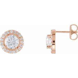 14K Rose Gold 1 5/8 CTW Lab-Grown Diamond Halo-Style Earrings