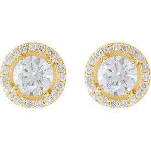 14K Yellow Gold 1 9/10 CTW Natural Diamond Halo-Style Earrings – image 2