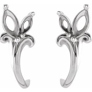 Sterling Silver Right Accented Floral J-Hoop Earring Mounting – image 2