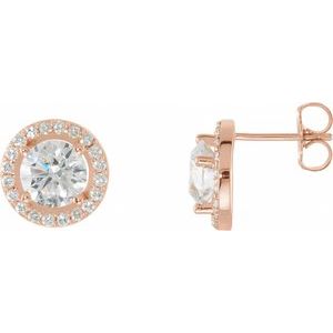 14K Rose Gold 2 1/3 CTW Natural Diamond Halo-Style Earrings