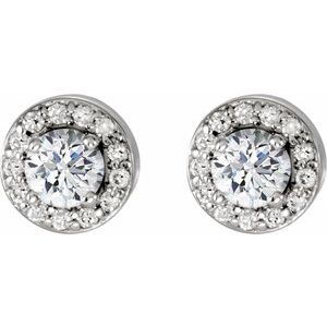 14K White Gold 3/8 CTW Natural Diamond Halo-Style Earrings – image 2