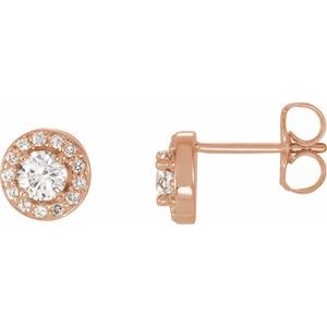 14K Rose Gold 3/8 CTW Natural Diamond Halo-Style Earrings