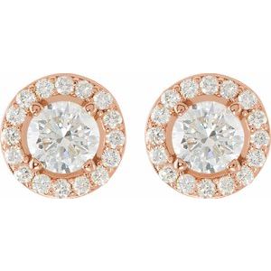 14K Rose Gold 1 1/4 CTW Natural Diamond Halo-Style Earrings – image 2