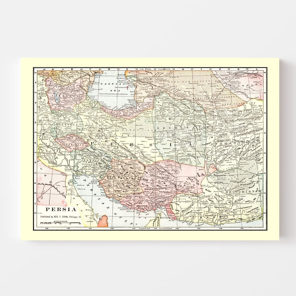 Vintage Map of Persia 1901