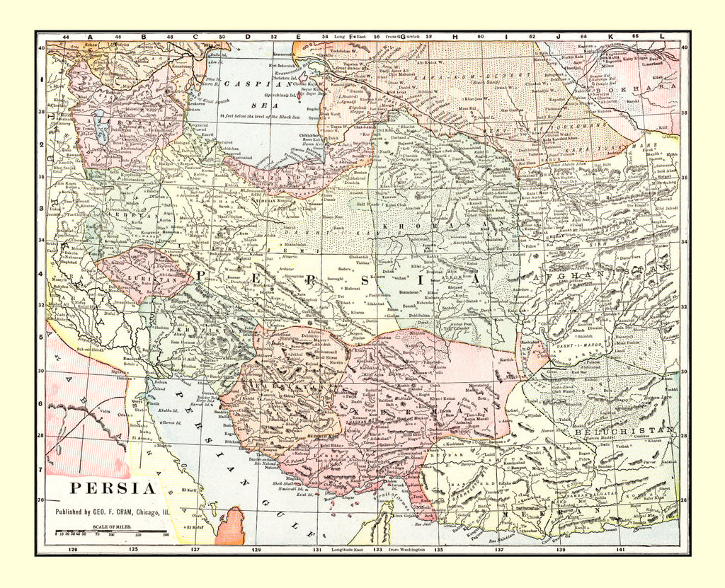 Vintage Map of Persia 1901