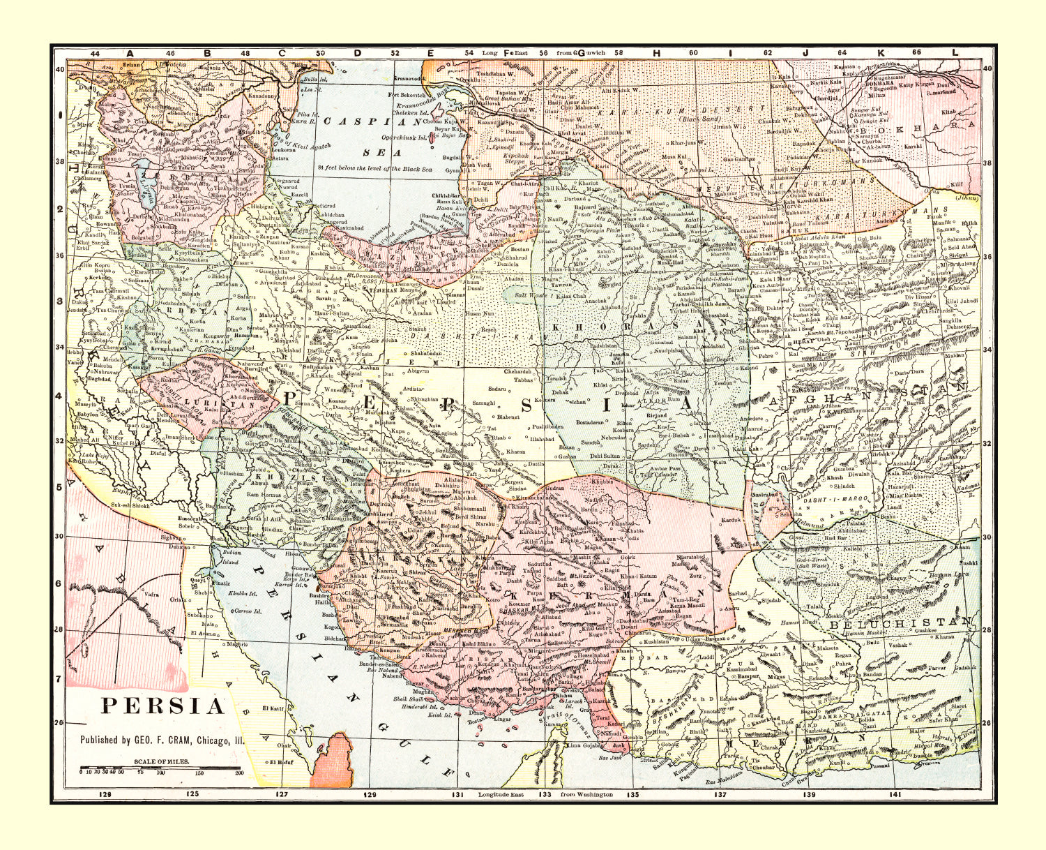 Vintage Map of Persia 1901