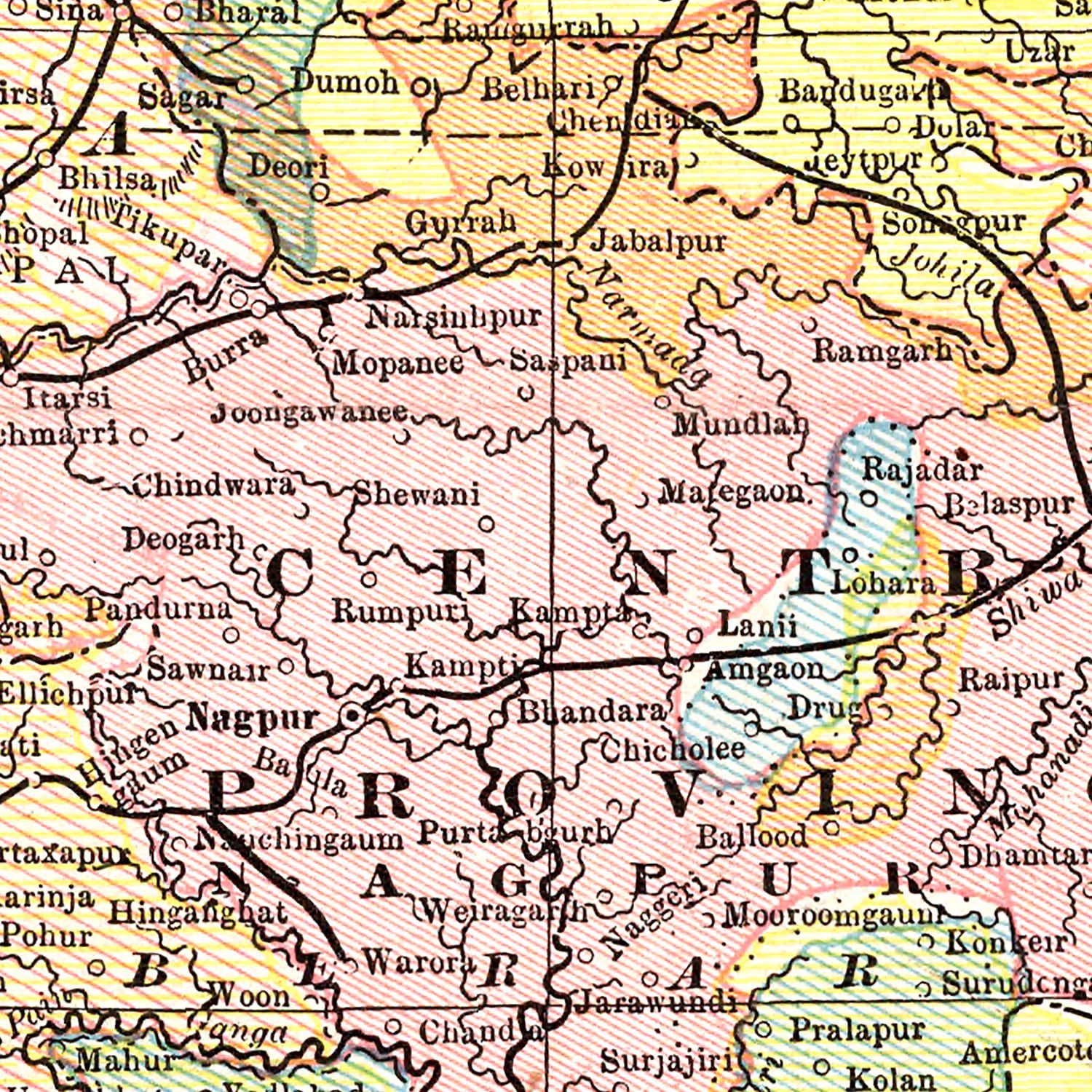 Vintage Map of India 1901