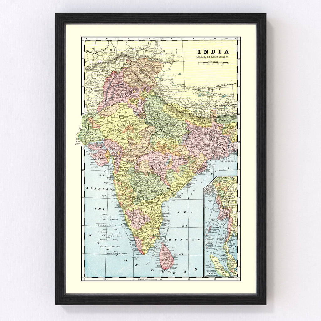 Vintage Map of India 1901