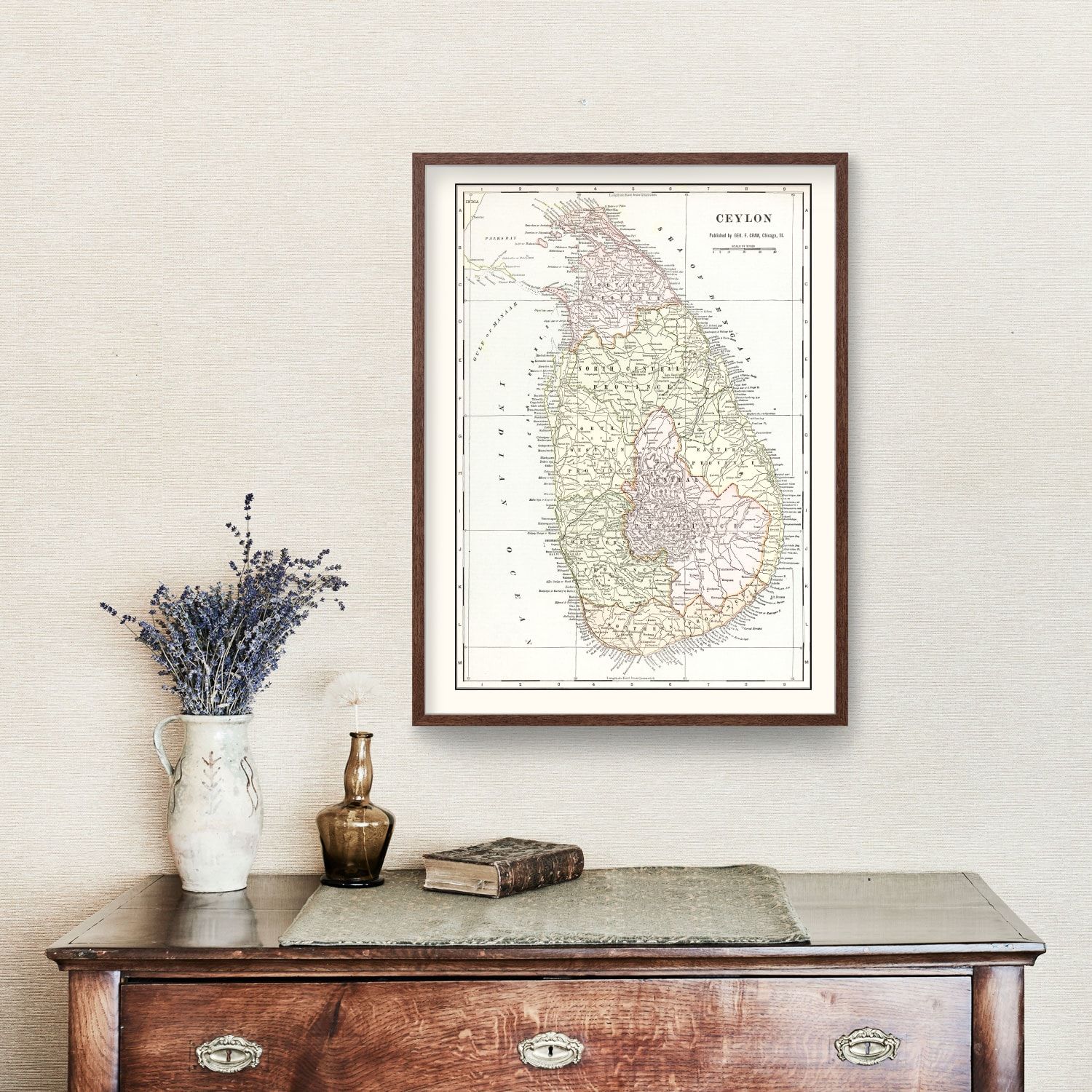 Vintage Map of Ceylon (Sri Lanka) 1901