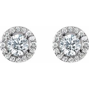 14K White Gold 1 3/8 CTW Natural Diamond Halo-Style Earrings – image 2