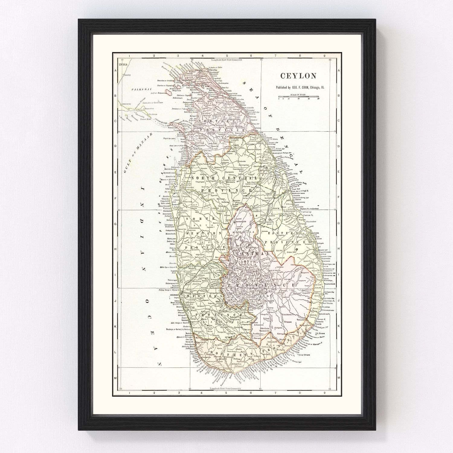 Vintage Map of Ceylon (Sri Lanka) 1901