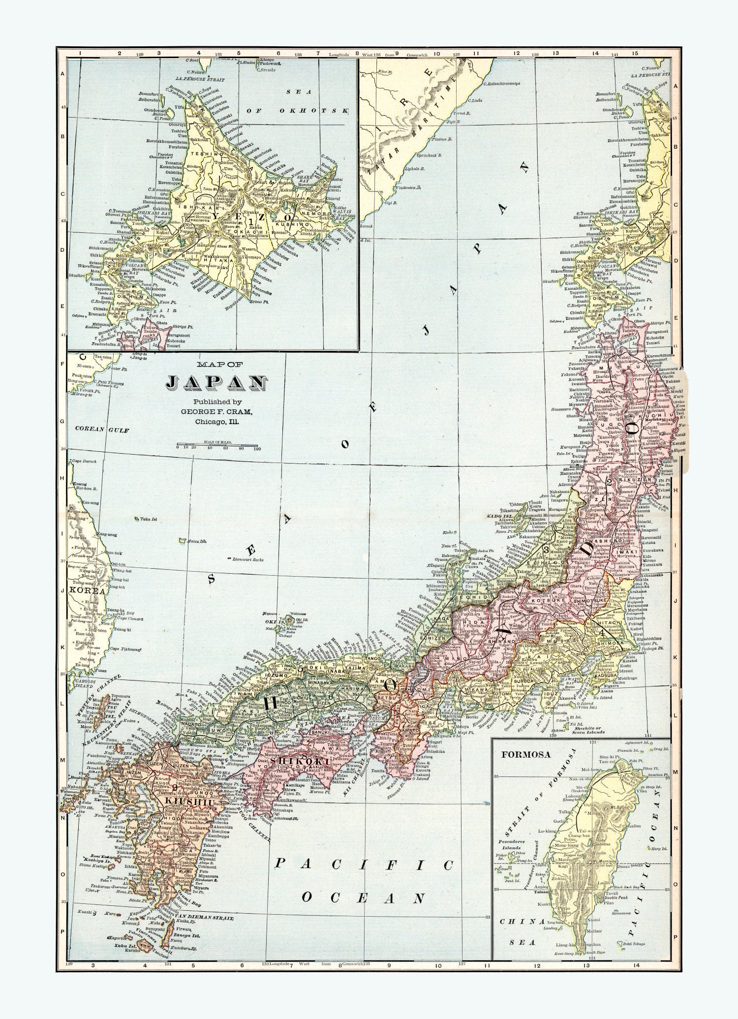 Vintage Map of Japan 1901