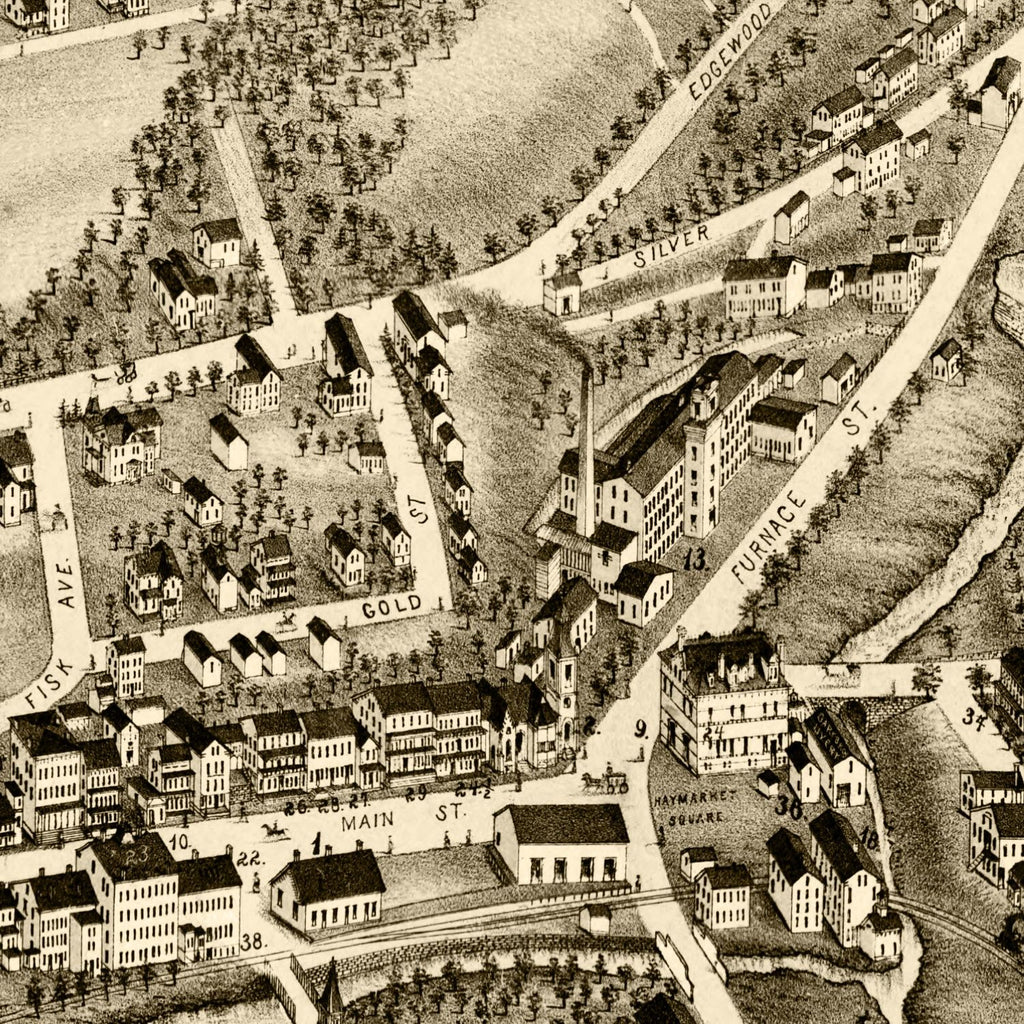 Vintage Map of Stafford Springs, Connecticut 1878