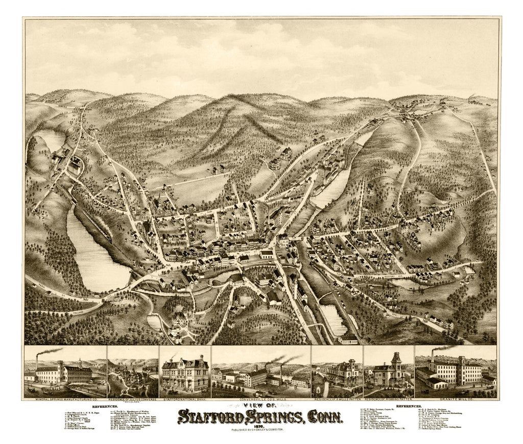 Vintage Map of Stafford Springs, Connecticut 1878