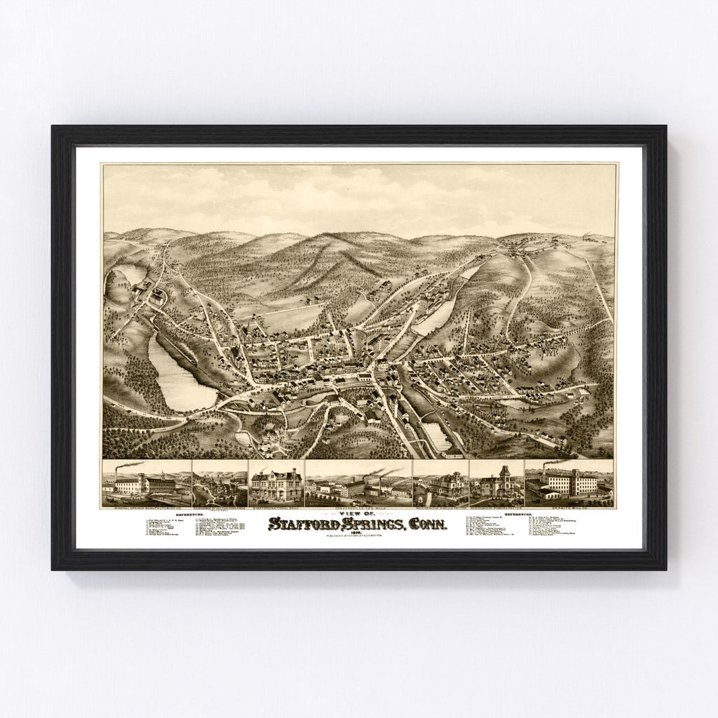 Vintage Map of Stafford Springs, Connecticut 1878