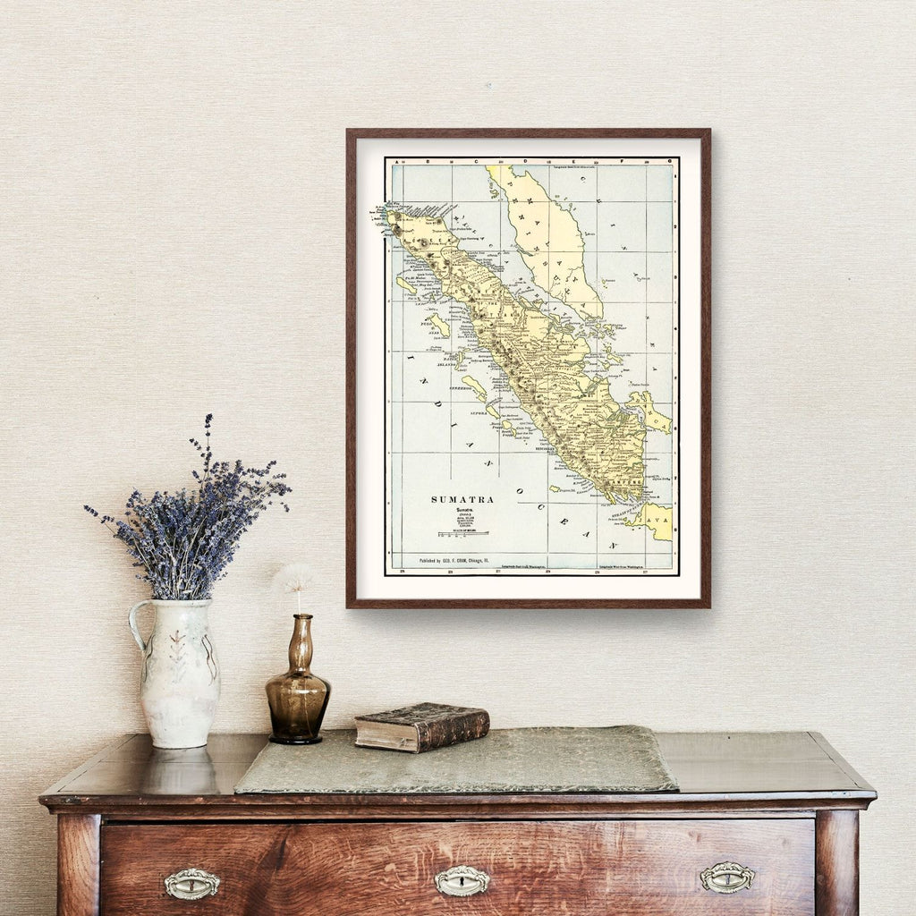Vintage Map of Sumatra, Indonesia 1901