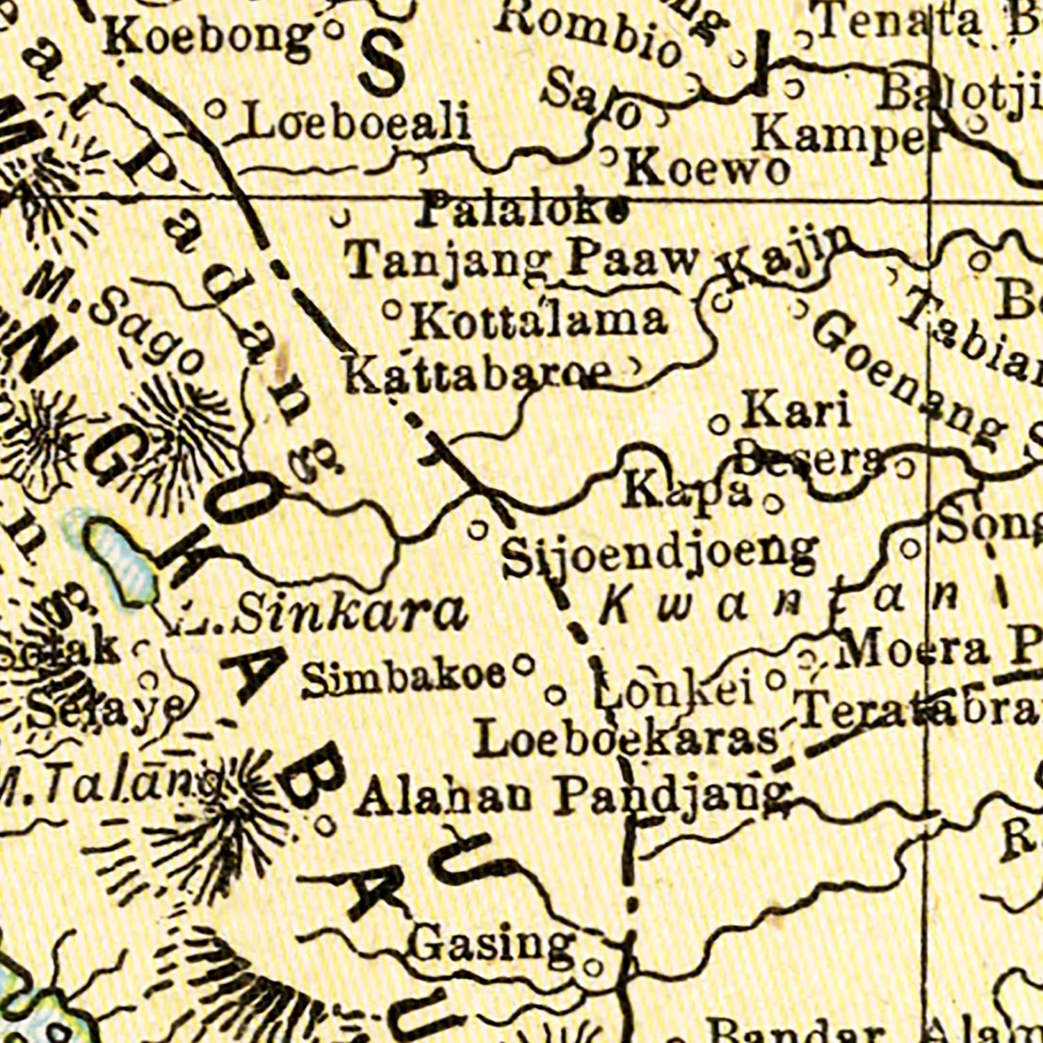 Vintage Map of Sumatra, Indonesia 1901