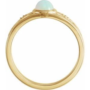 14K Yellow Gold Natural Ethiopian Opal & .05 CTW Natural Diamond Ring