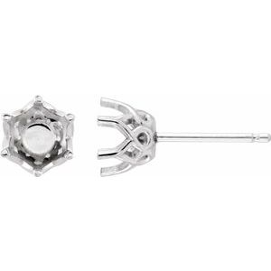 Continuum Sterling Silver 8 mm Round 6-Prong Earring Mounting