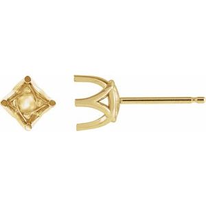 14K Yellow Gold 9.5 mm Round 4 Prong Woven-Design Earring Mounting