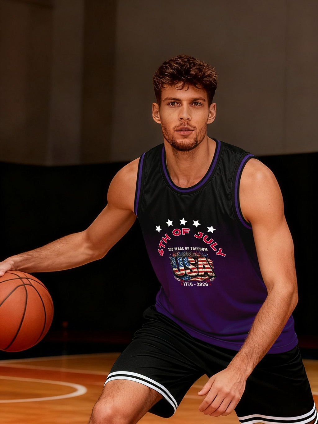 4th of July Adult Purple Basketball Uniform| Ships From USA