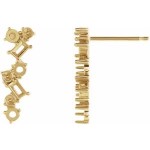14K Yellow Gold Scattered Bar Right Earring Mounting