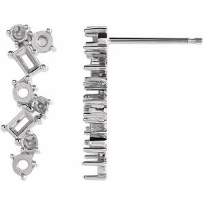 Sterling Silver Scattered Bar Left Earring Mounting