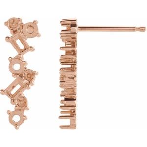 14K Rose Gold Scattered Bar Left Earring Mounting