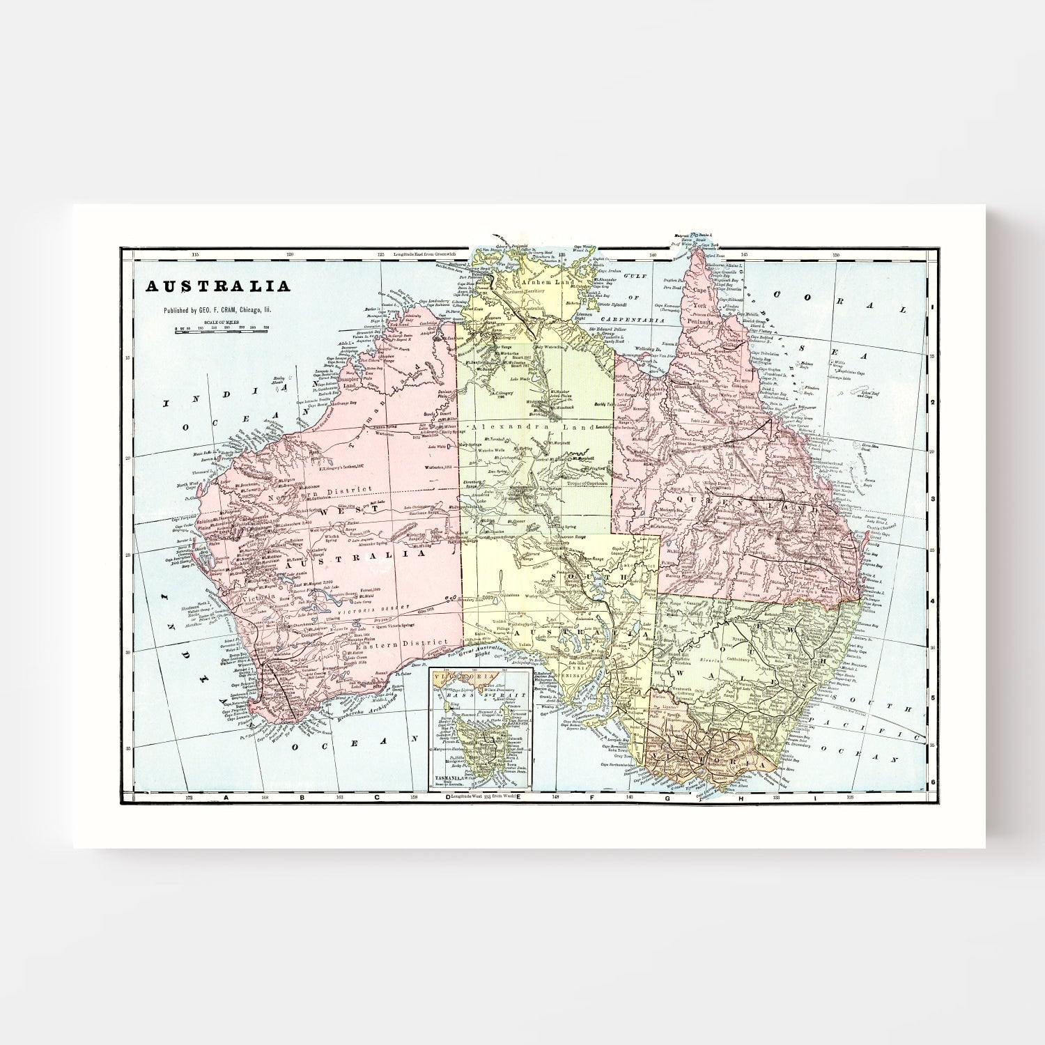 Vintage Map of Australia 1901