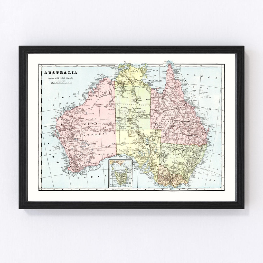 Vintage Map of Australia 1901