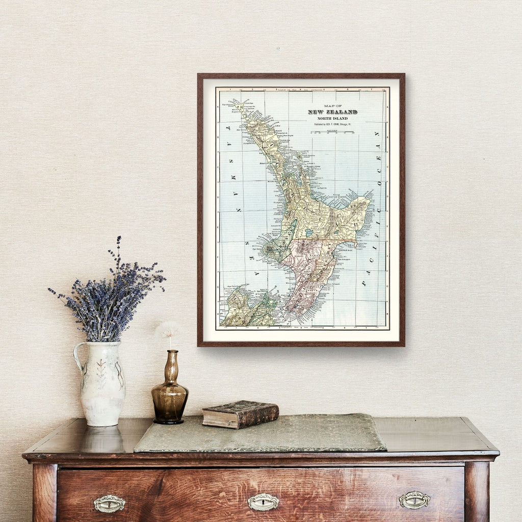 Vintage Map of New Zealand (North Island) 1901