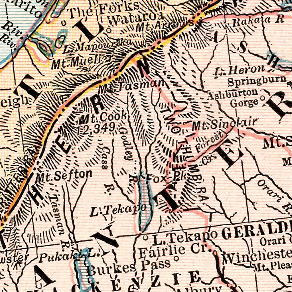 Vintage Map of New Zealand (South Island) 1901