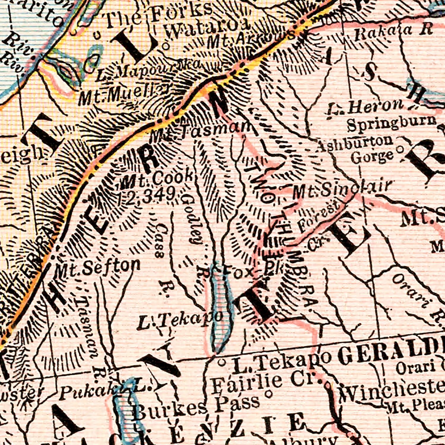 Vintage Map of New Zealand (South Island) 1901
