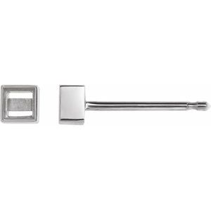 14K White Gold 3.5x3.5 mm Square Bezel-Set Earring Mounting
