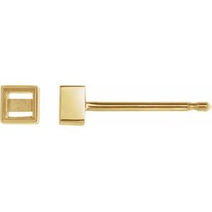 14K Yellow Gold 3.5x3.5 mm Square Bezel-Set Earring Mounting