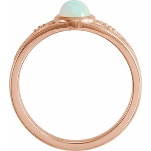 14K Rose Gold Natural Ethiopian Opal & .05 CTW Natural Diamond Ring