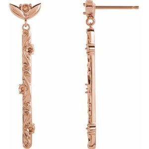 14K Rose Gold Vintage-Inspired Dangle Earring Mounting