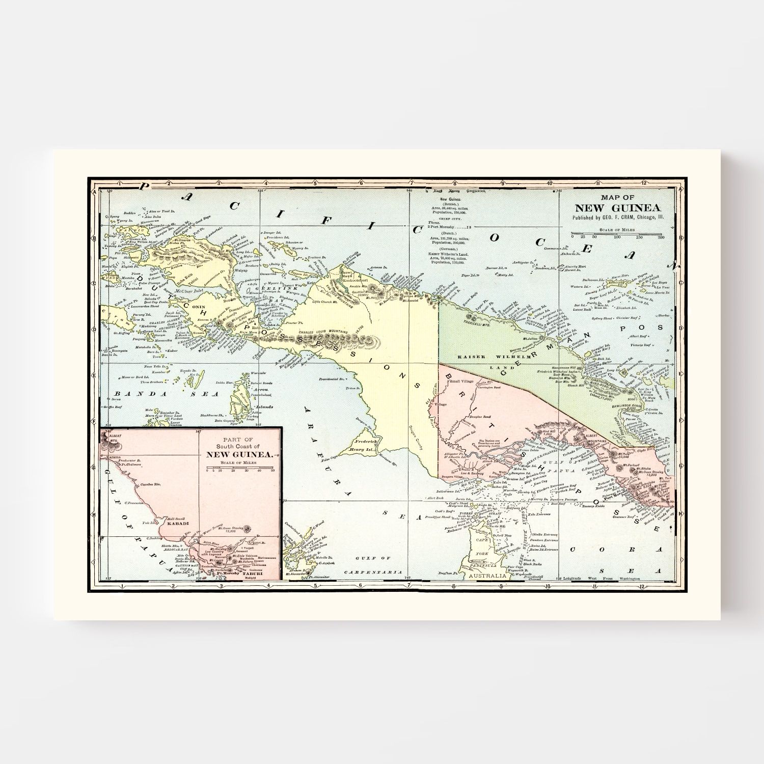 Vintage Map of New Guinea 1901
