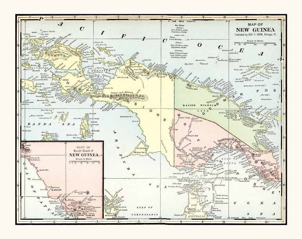 Vintage Map of New Guinea 1901