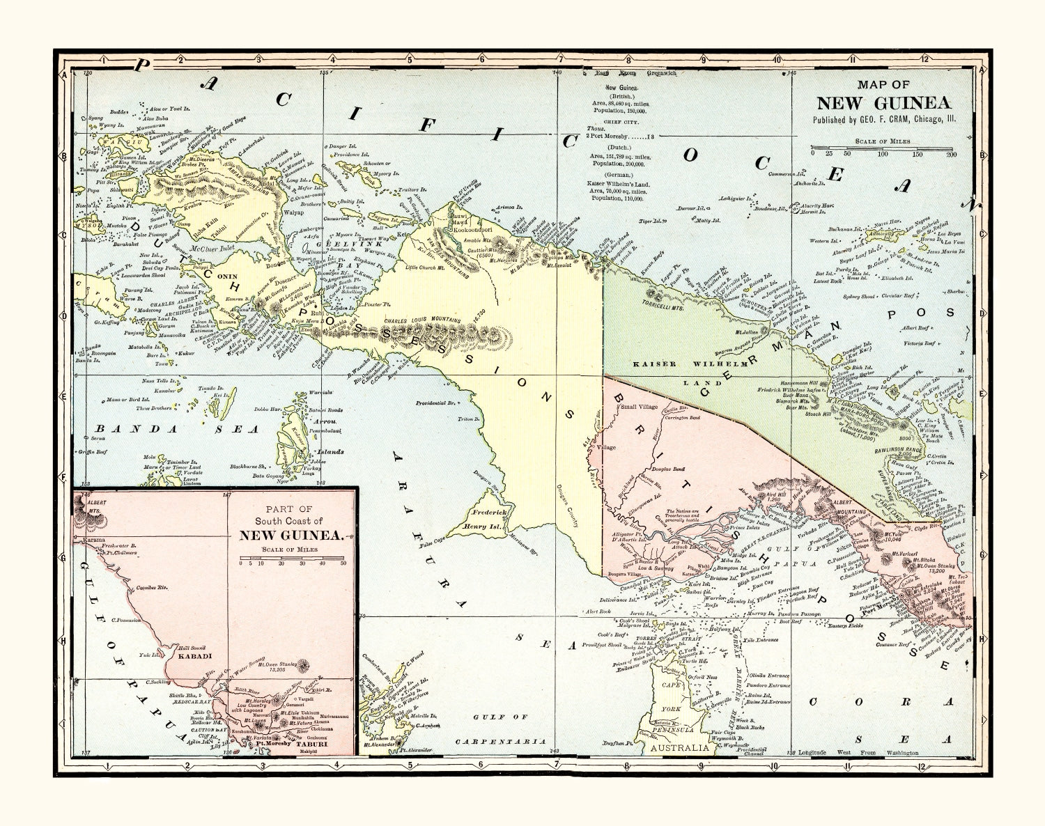 Vintage Map of New Guinea 1901